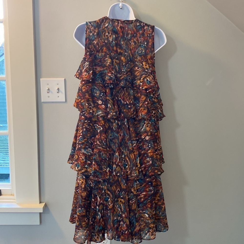 MISA Los Angeles Emogene chiffon dress in Peacock abstract pattern size medium - Picture 10 of 10